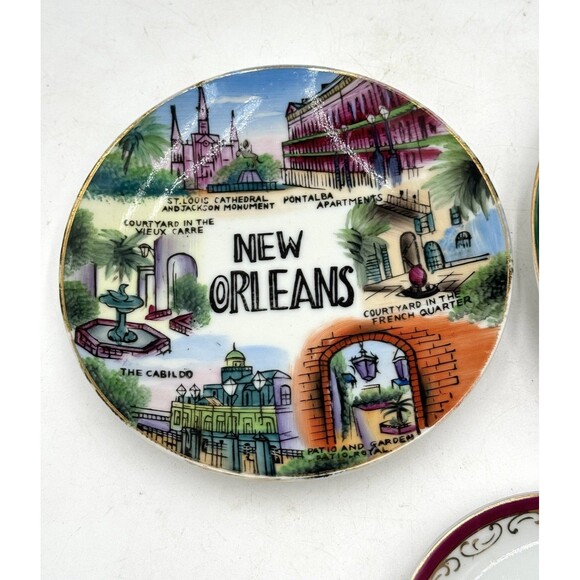 Vintage New Orleans Louisiana Gallery Plate Wall Lot of 3 Souvenir Plates - Picture 2 of 8
